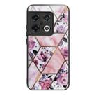 For OnePlus 10 Pro Abstract Marble Pattern Glass Protective Case(Rhombus Rose) - 1