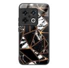 For OnePlus 10 Pro Abstract Marble Pattern Glass Protective Case(Rhombus Black) - 1