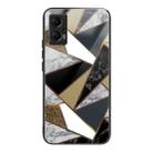 For Xiaomi Redmi Note 11T Pro Abstract Marble Pattern Glass Protective Case(Rhombus Golden) - 1