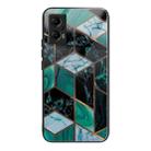 For Xiaomi Redmi Note 11T Pro Abstract Marble Pattern Glass Protective Case(Rhombus Dark Green) - 1