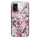 For Xiaomi Redmi Note 11T Pro Abstract Marble Pattern Glass Protective Case(Rhombus Rose) - 1