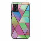 For Xiaomi Redmi Note 11T Pro Abstract Marble Pattern Glass Protective Case(Rhombus Gradient) - 1