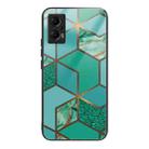 For Xiaomi Redmi Note 11T Pro Abstract Marble Pattern Glass Protective Case(Rhombus Green) - 1