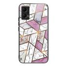 For Xiaomi Redmi Note 11T Pro Abstract Marble Pattern Glass Protective Case(Rhombus White Purple) - 1