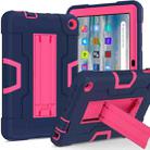 For Amazon Kindle Fire 7 2022 Contrast Color Kickstand Silicone Hard PC Tablet Case(Navy Rose Red) - 1
