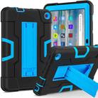 For Amazon Kindle Fire 7 2022 Contrast Color Kickstand Silicone Hard PC Tablet Case(Black Blue) - 1