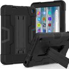 For Amazon Kindle Fire 7 2022 Contrast Color Kickstand Silicone Hard PC Tablet Case(Black) - 1