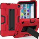 For Amazon Kindle Fire 7 2022 Contrast Color Kickstand Silicone Hard PC Tablet Case(Red Black) - 1