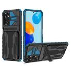 For Xiaomi Redmi Note 11S / Note 11 4G Global Kickstand Armor Card Wallet Phone Case(Blue) - 1