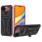 For Xiaomi Redmi 10A Kickstand Armor Card Wallet Phone Case(Pink) - 1