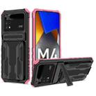 For Xiaomi Poco M4 Pro 4G Kickstand Armor Card Wallet Phone Case(Pink) - 1