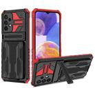 For Samsung Galaxy A23 4G / 5G Kickstand Armor Card Wallet Phone Case(Red) - 1