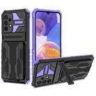 For Samsung Galaxy A23 4G / 5G Kickstand Armor Card Wallet Phone Case(Purple) - 1