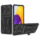For Samsung Galaxy A73 Kickstand Armor Card Wallet Phone Case(Black) - 1