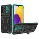 For Samsung Galaxy A73 Kickstand Armor Card Wallet Phone Case(Dark Green) - 1