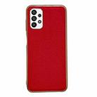 For Samsung Galaxy A13 4G Genuine Leather Luolai Series Nano Electroplating Phone Case(Red) - 1