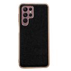 For Samsung Galaxy S22 Ultra 5G Genuine Leather Luolai Series Nano Electroplating Phone Case(Black) - 1