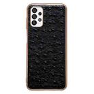 For Samsung Galaxy A23 4G Genuine Leather Ostrich Texture Series Nano Electroplating Phone Case(Black) - 1