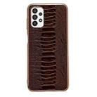 For Samsung Galaxy A13 4G Genuine Leather Weilai Series Nano Electroplating Phone Case(Brown) - 1