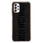 For Samsung Galaxy A73 5G Genuine Leather Weilai Series Nano Electroplating Phone Case(Black) - 1