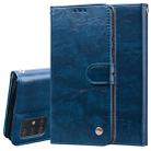 For Galaxy A71 Business Style Oil Wax Texture Horizontal Flip Leather Case, with Holder & Card Slots & Wallet(Blue) - 1