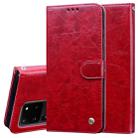 For Galaxy S20 Ultra Business Style Oil Wax Texture Horizontal Flip Leather Case, with Holder & Card Slots & Wallet(Red) - 1