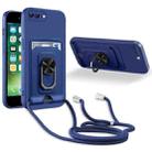 Ring Kickstand Card Wallet TPU Phone Case with Lanyard For iPhone 7 Plus/8 Plus(Blue) - 1