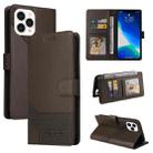 For iPhone 13 Pro GQUTROBE Skin Feel Magnetic Leather Phone Case (Brown) - 1