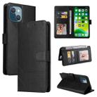 For iPhone 13 mini GQUTROBE Skin Feel Magnetic Leather Phone Case (Black) - 1
