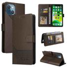 For iPhone 13 mini GQUTROBE Skin Feel Magnetic Leather Phone Case (Brown) - 1