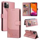 For iPhone 12 Pro Max GQUTROBE Skin Feel Magnetic Leather Phone Case(Rose Gold) - 1