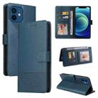 For iPhone 12 / 12 Pro GQUTROBE Skin Feel Magnetic Leather Phone Case(Blue) - 1