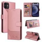 GQUTROBE Skin Feel Magnetic Leather Phone Case For iPhone 12 mini(Rose Gold) - 1