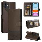 For iPhone 11 GQUTROBE Skin Feel Magnetic Leather Phone Case (Brown) - 1