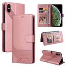 For iPhone X / XS GQUTROBE Skin Feel Magnetic Leather Phone Case(Rose Gold) - 1