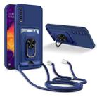For Samsung Galaxy A30s/A50/A50s Ring Kickstand Card Wallet TPU Phone Case with Lanyard(Blue) - 1