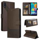 For Samsung Galaxy A02 GQUTROBE Skin Feel Magnetic Leather Phone Case(Brown) - 1