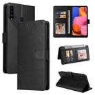 For Samsung Galaxy A20s GQUTROBE Skin Feel Magnetic Leather Phone Case(Black) - 1