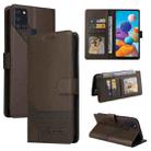 For Samsung Galaxy A21s GQUTROBE Skin Feel Magnetic Leather Phone Case(Brown) - 1