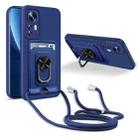 For Xiaomi 12 Ring Kickstand Card Wallet TPU Phone Case with Lanyard(Blue) - 1