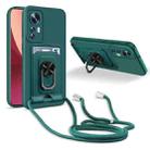 For Xiaomi 12 Pro Ring Kickstand Card Wallet TPU Phone Case with Lanyard(Night Green) - 1
