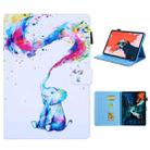 For iPad Pro 11 (2020) & (2018) Painted Pattern Tablet PC Protective Leather Case with Bracket & Card Slot & Photo Holder(Colorful Elephant) - 1