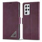 For Samsung Galaxy S21 Ultra 5G Forwenw Dual-side Buckle Leather Phone Case(Wine Red) - 1