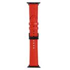 Litchi Texture Leather Watch Band For Apple Watch Ultra 49mm&Watch Ultra 2 49mm / Series 9&8&7 45mm / SE 3&SE 2&6&SE&5&4 44mm / 3&2&1 42mm(Red) - 1