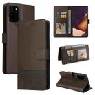 For Samsung Galaxy Note20 Ultra GQUTROBE Skin Feel Magnetic Leather Phone Case(Brown) - 1