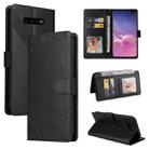 For Samsung Galaxy S10+ GQUTROBE Skin Feel Magnetic Leather Phone Case(Black) - 1