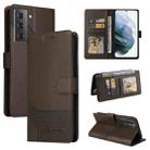 For Samsung Galaxy S21 5G GQUTROBE Skin Feel Magnetic Leather Phone Case(Brown) - 1