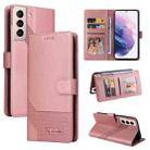 For Samsung Galaxy S21+ 5G GQUTROBE Skin Feel Magnetic Leather Phone Case(Rose Gold) - 1