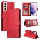 For Samsung Galaxy S21+ 5G GQUTROBE Skin Feel Magnetic Leather Phone Case(Red) - 1