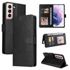 For Samsung Galaxy S21+ 5G GQUTROBE Skin Feel Magnetic Leather Phone Case(Black) - 1